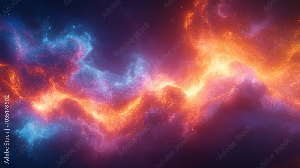 Poster dynamic abstract plasma fields with glowing effects