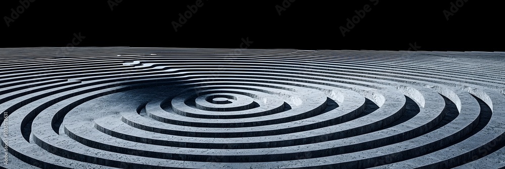 Poster intricate maze like patterns in a minimalist monochrome design evoking a sense of mental struggle co