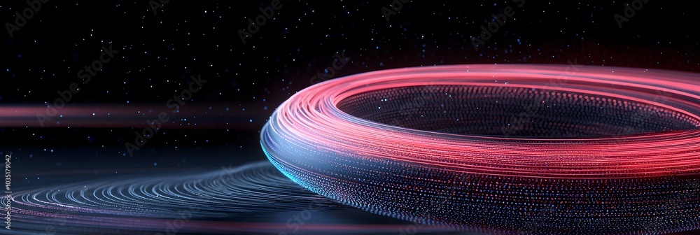 Poster mesmerizing abstract design featuring vibrant neon lines forming dynamic wave patterns set against a
