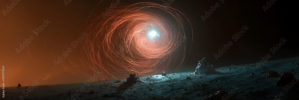 Leinwandbilder mesmerizing abstract digital composition featuring radiant plasma energy waves emanating from a cent