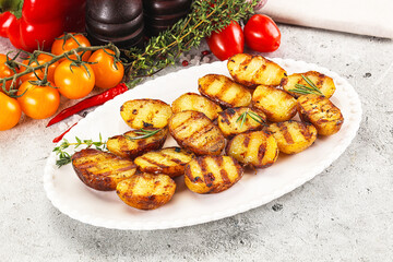 Grilled young small baby potato