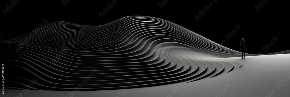 Aufkleber Minimalist abstract topographic line pattern with geometric shapes and digital graphic elements ideal for use in maps infographics data visualization and technology themed designs