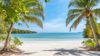 Serene Tropical Beach with Clear Blue Waters