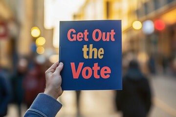 Hand Holding "Get Out the Vote" Flyer