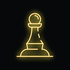 Glowing neon line chess pawn icon isolated on black background. Vector illustration