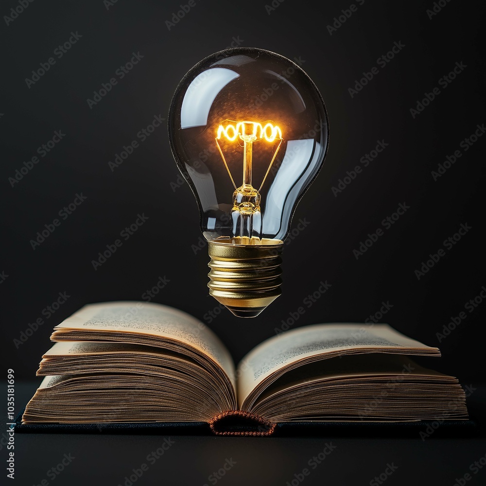 Poster lightbulb floating above open book imagery