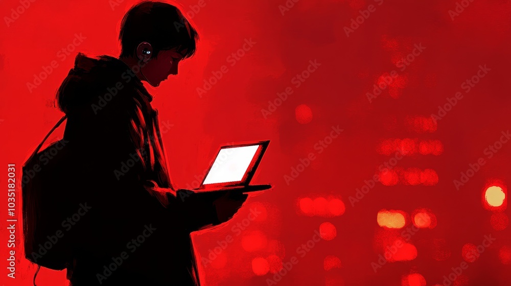 Poster hackers wearing hoodies and using laptops are represented as cyber security and personal data theft.