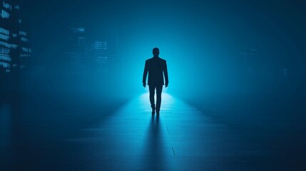 Obraz premium Leader Walking Towards Light in Urban Setting