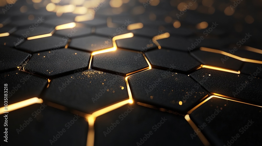 Poster golden hexagonal pattern with textured background