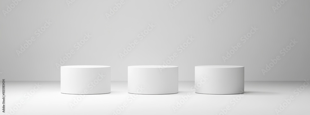 Poster the background is a white background with a white product display and a minimal studio backdrop with