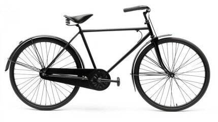 Fototapeta premium Classic Black Bicycle on White Background