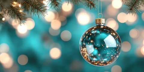 Christmas Ornament with Sparkling Blue Reflection