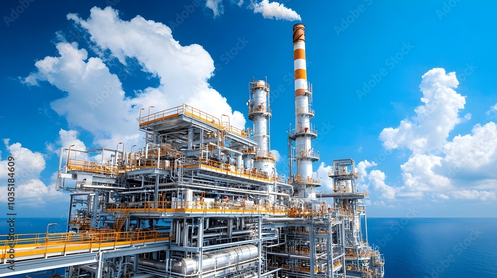 Aufkleber sophisticated and efficient machinery powering a high tech fuel processing plant with a clean and mo