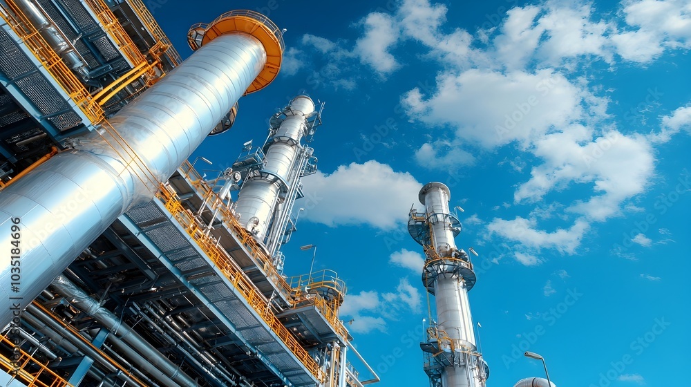Aufkleber Sophisticated Natural Gas Processing Facility with Complex Piping Systems Clean Industrial Design and Advanced Technology for Energy Production and Distribution