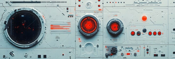 Fototapeta premium Sophisticated digital interface design featuring various interactive UI elements such as buttons and sliders on a clean minimalist screen This modern