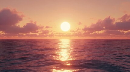Obraz premium Serene Sunset Over Calm Ocean Waters