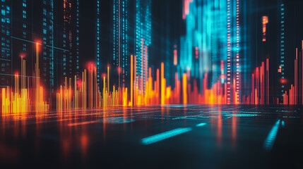 Abstract business network smart city and charts and graphs with statistics to innovative analyze business potential and forecast future development of companies growth.