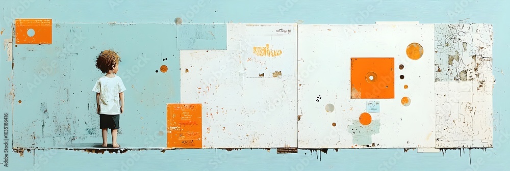 Poster torn edge paper fragments and layers creating a vintage scrapbook or collage inspired aesthetic back