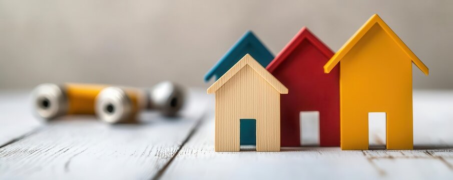 Closeup of housing development funding applications, representing solutions for affordable housing financing during a recession, 3D illustration