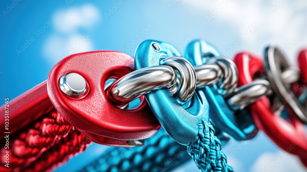Poster interlocking chain links - connection, teamwork, unity.