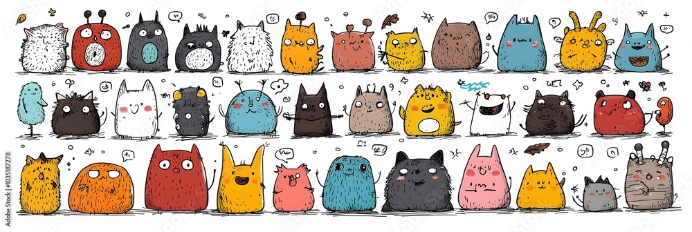 Poster Vibrant hand drawn doodles sketches and playful icons in a variety of styles perfect for adding a creative whimsical touch to other visual projects