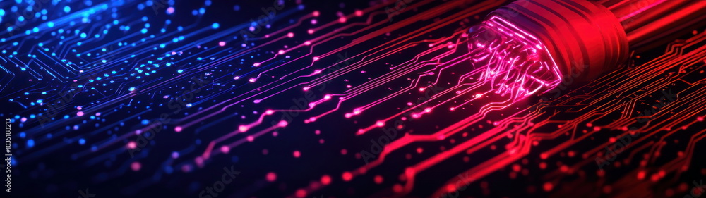 Poster Abstract Technology Background with Glowing Circuit Board.