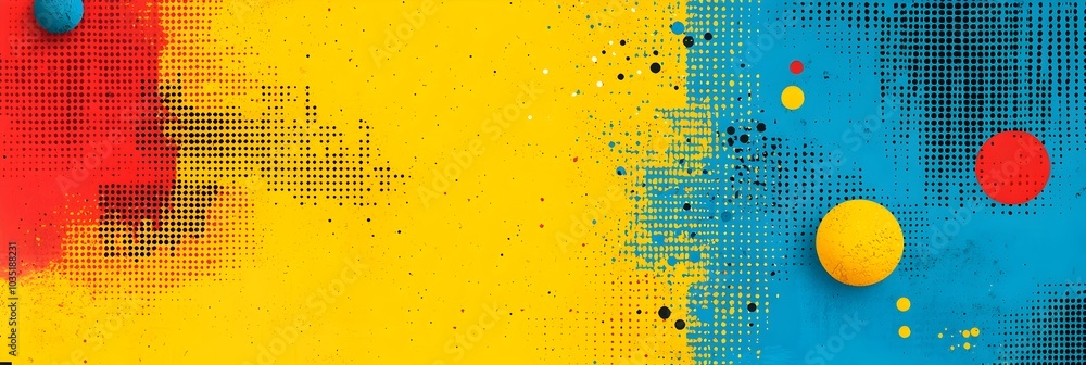 Poster Visually striking and dynamic halftone pattern design with a retro comic inspired aesthetic  The abstract digital features a bold contemporary style with vibrant colors geometric shapes