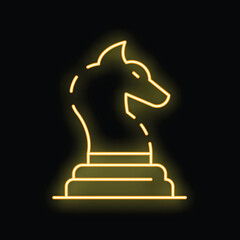 Glowing neon line chess knight figure icon isolated on black background vector illustration © ylivdesign