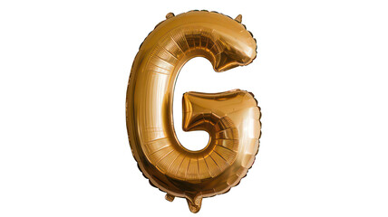 Golden Letter "G" Balloon for Festive Decorations at Parties or Celebrations on a Isolated Background