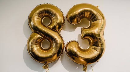Obraz premium Golden Balloons Shaped as the Number 83 for a Birthday Celebration Background