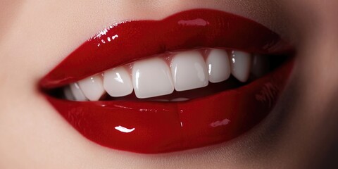 Obraz premium Smiling Lip Makeup - Close Up