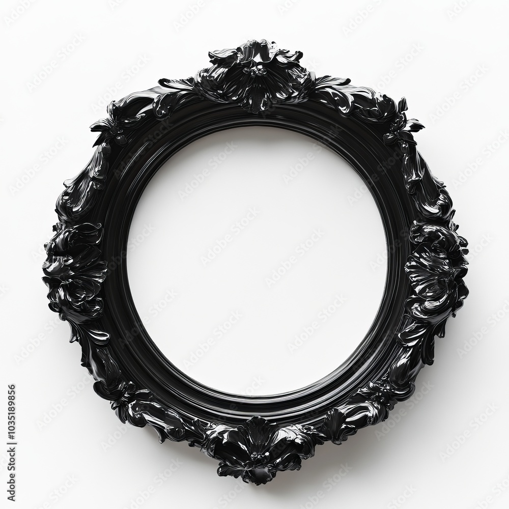 Poster photo frame with an empty oval top isolated on a white transparent background in png format