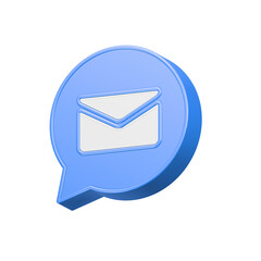 mail 3d symbol blue bubble icon