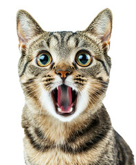 Fototapeta premium shocked and surprised cat with open mouth isolated