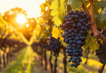 Sunset Vineyard Grapes.