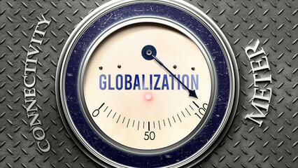 Globalization and Connectivity that is hitting a full scale, showing a very high level of globalization, overload of it, too much of it. Maximum value, off the charts.  ,3d illustration