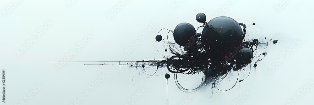 Fototapete Captivating abstract composition with black ink swirling and blending in a fluid water background creating dynamic mesmerizing patterns and shapes