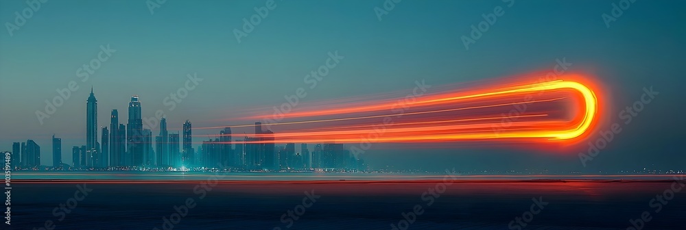 Poster captivating abstract image showcasing a mesmerizing wave of vibrant luminous light trails in motion 