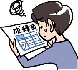 子供の成績表を見て焦りを感じる母親