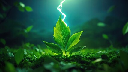Eco Logo Design with Leaf and Lightning Symbol in Green