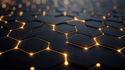 Obraz premium Abstract Hexagonal Pattern with Glowing Accents