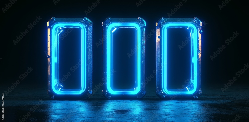 Fototapete Digital tech illustration set with futuristic frame plane user interface panels. Modern illustrations depicting futuristic technologies and text boxes.