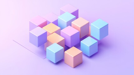 Obraz premium Colorful Cubes Arranged in a Geometric Pattern on a Lavender Background