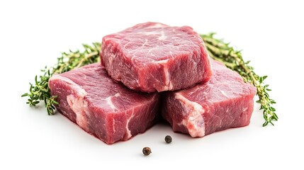 Fototapeta premium Raw Fresh Meat Isolated on White Background