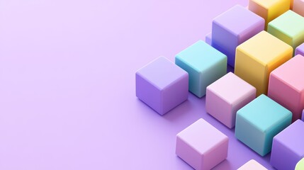 Obraz premium Colorful Cubes Arranged in a Diagonal Pattern on a Lavender Background
