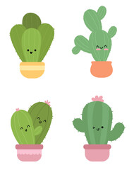 Collection Set Cute Cactus Illustration