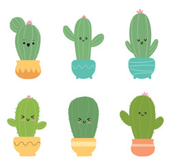 Collection Set Cute Cactus Illustration