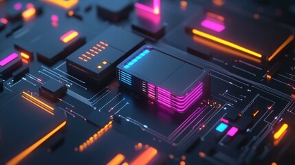 Fototapeta premium Abstract Neon Circuitry