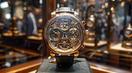Luxury Gold Mechanical Watch with Chronograph Function