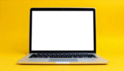 Fototapeta premium Laptop with blank screen isolated on yellow background